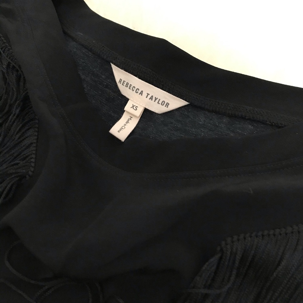 REBECCA TAYLOR Fringe-Accented Silk Dress - Picture 4 of 7